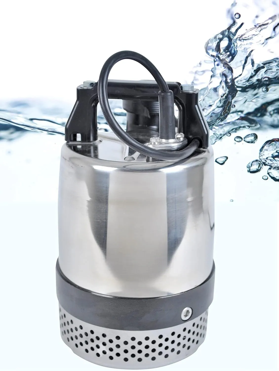 Little Giant FLS-400, 115-Volt, 3600 GPH, 1/2 HP Heavy-Duty Manual Stainless Steel Submersible Utility Pump with 20-Ft. Cord, Steel, 620240