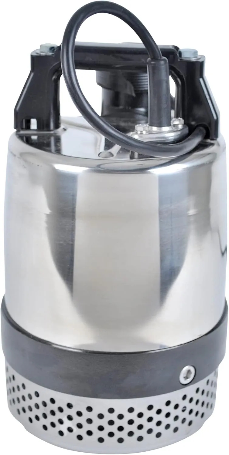Little Giant FLS-400, 115-Volt, 3600 GPH, 1/2 HP Heavy-Duty Manual Stainless Steel Submersible Utility Pump with 20-Ft. Cord, Steel, 620240