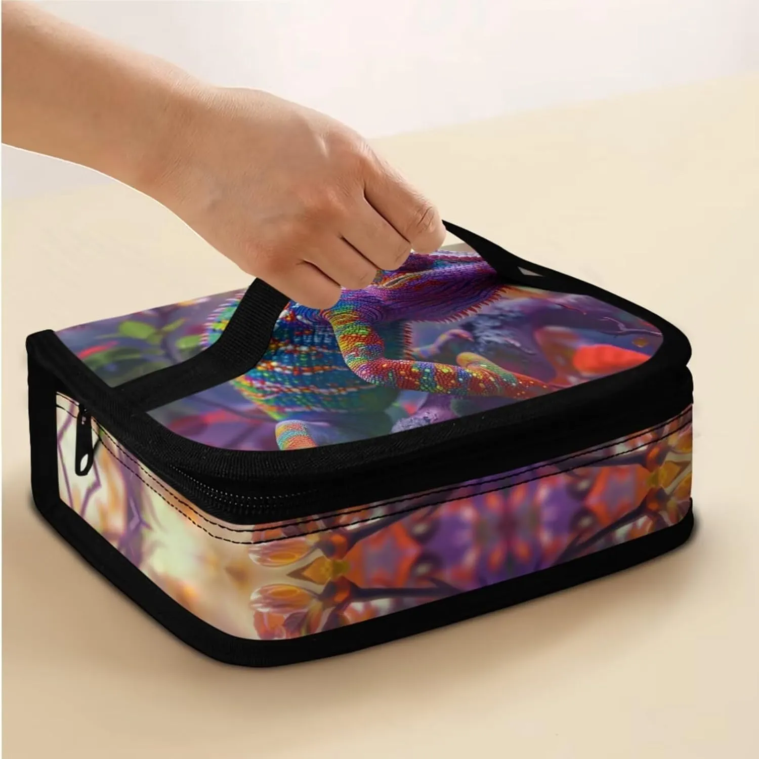 Lizard Print Backpack and Lunch Bag Set for Boys 17 Inch Fashion School Bookbag for Children Recycle Leakproof Large Insulated Lunch Bag for Picnic Climbing Shopping