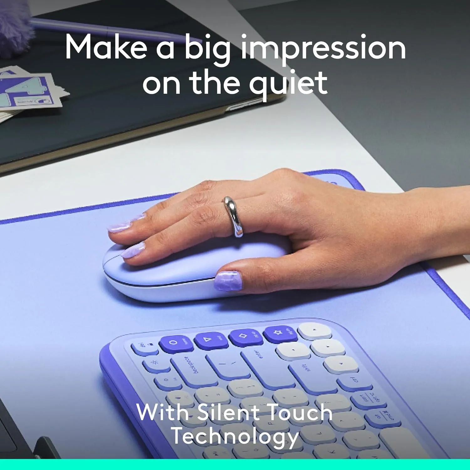 Logitech POP Mouse, Compact and Portable Wireless Bluetooth Mouse with Programmable Buttons and Quiet Clicks, Easy-Switch Between up to 3 Devices, Laptop, Tablet, PC - Lilac