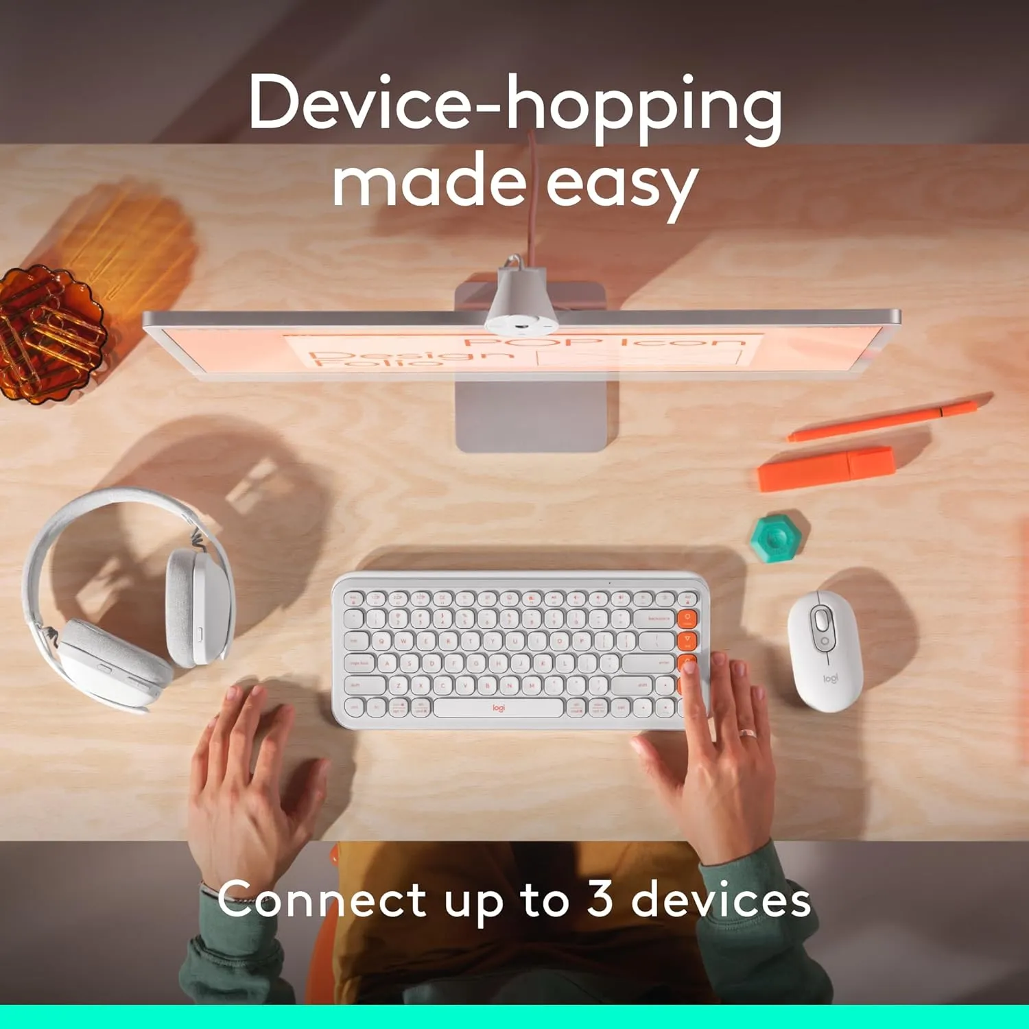 Logitech POP Mouse, Compact and Portable Wireless Bluetooth Mouse with Programmable Buttons and Quiet Clicks, Easy-Switch Between up to 3 Devices, Laptop, Tablet, PC - Lilac
