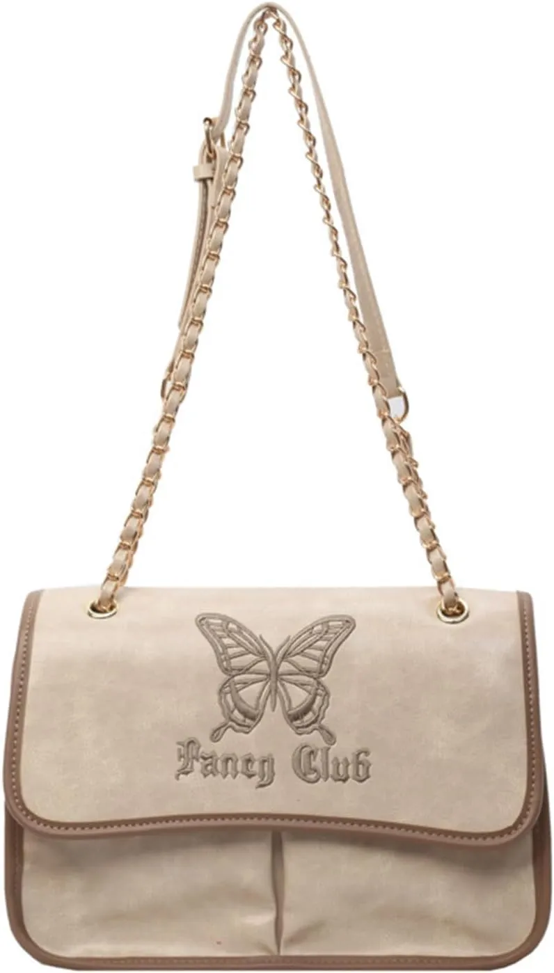 Lolita Crossbody Bags for Women Butterfly Embroidery Punk Gothic Messenger Bag Fashion Satchel Shoulder Bag