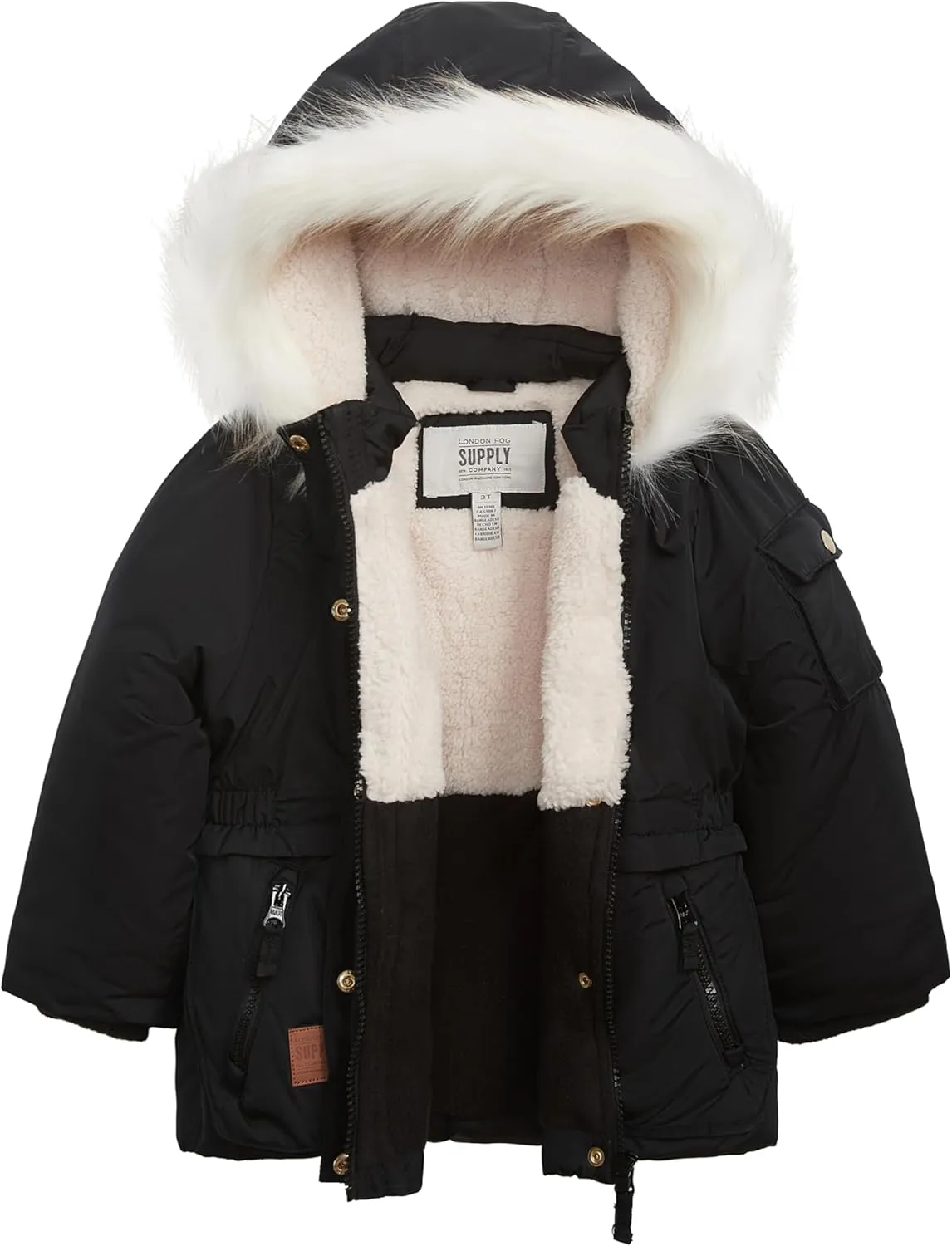 LONDON FOG Girls' Heavyweight Utility Parka with Cozy Trim Hood