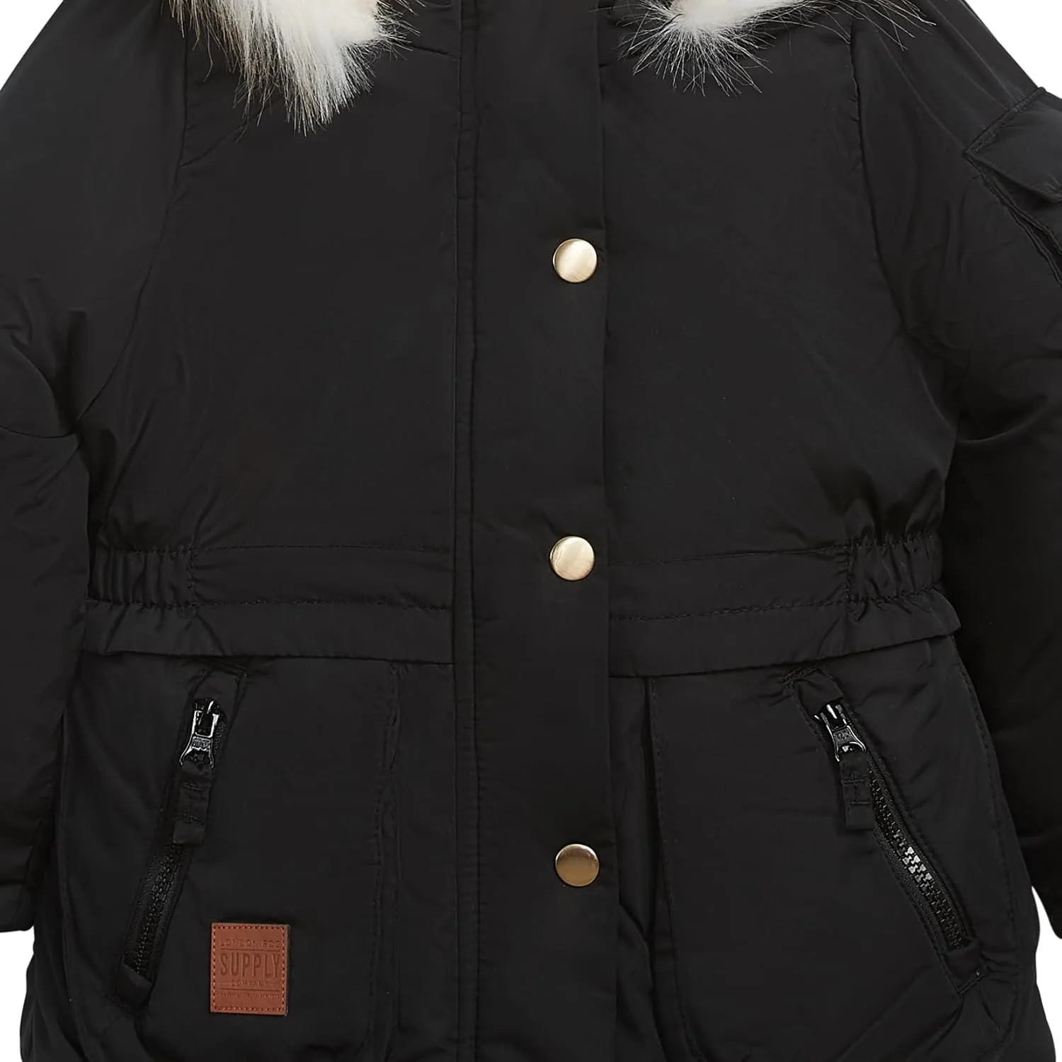 LONDON FOG Girls' Heavyweight Utility Parka with Cozy Trim Hood