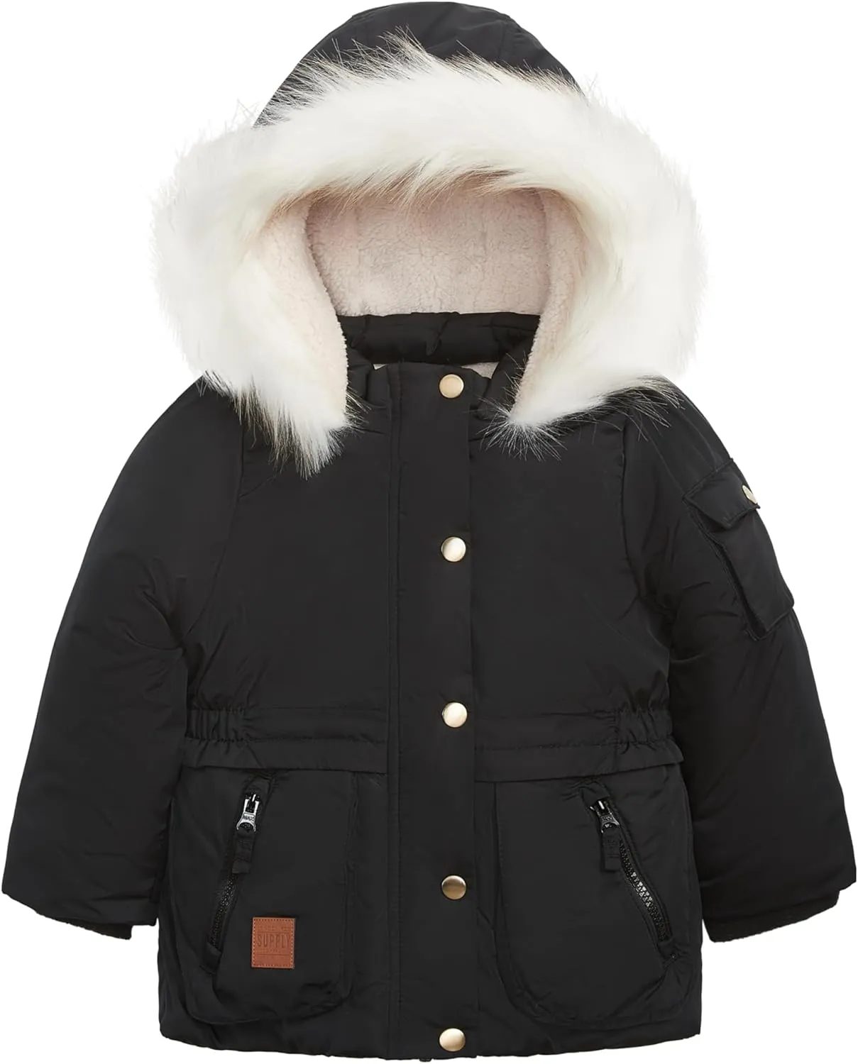 LONDON FOG Girls' Heavyweight Utility Parka with Cozy Trim Hood