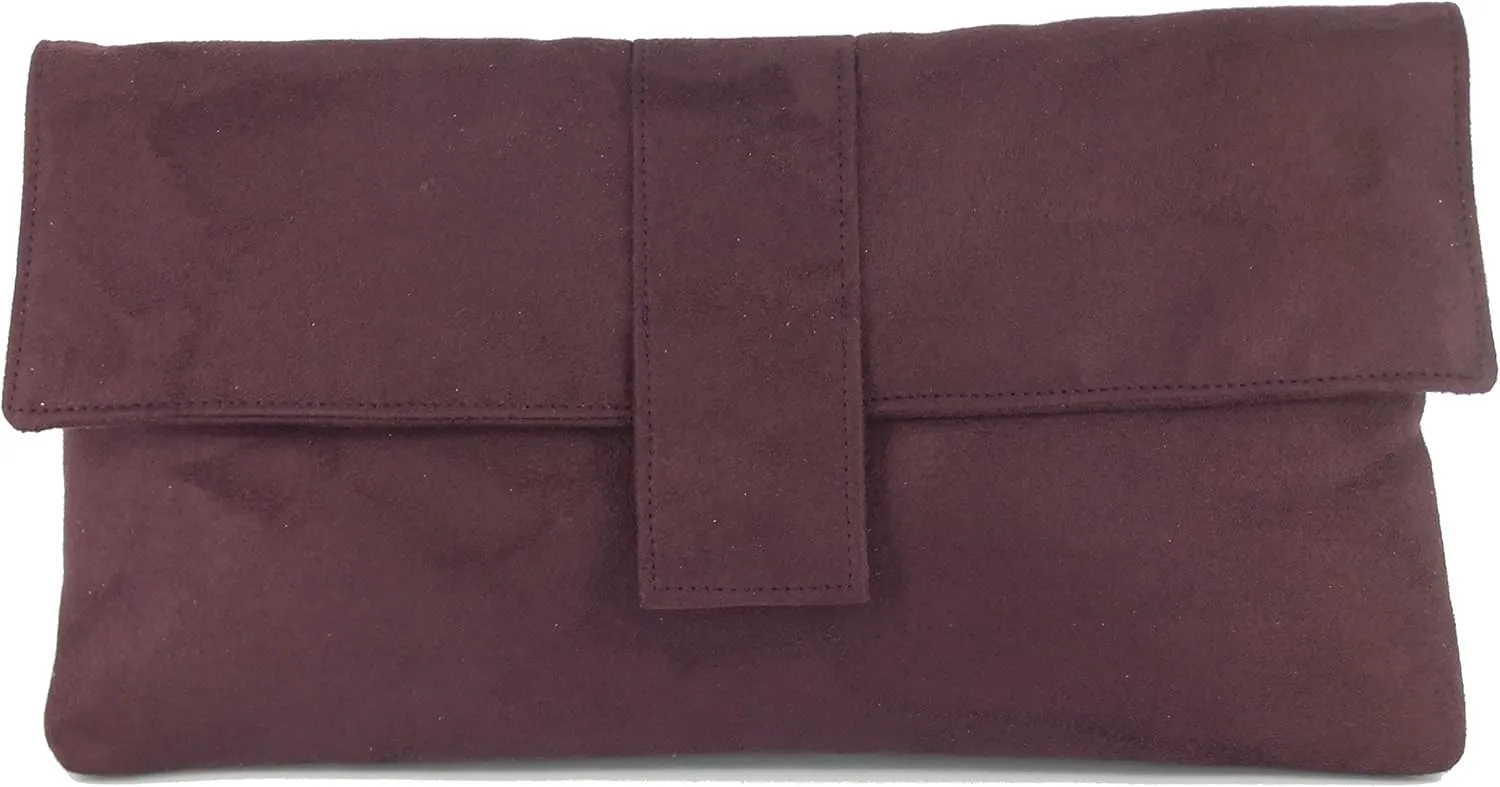 LONI Womens Fab Large Faux Suede Clutch Bag/Shoulder Bag