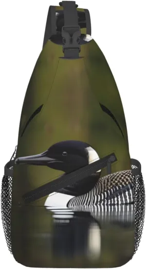 Loon Nature Bird Print Sling Bag Crossbody Travel Hiking Chest Backpack Shoulder Daypack For Women Men