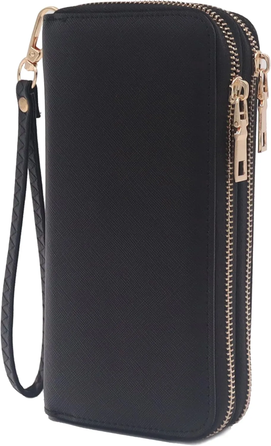 LOVESOME Womens Small Zip Around, Double Zip Around - Double Compartment Wristlet Wallet with Wrist Strap
