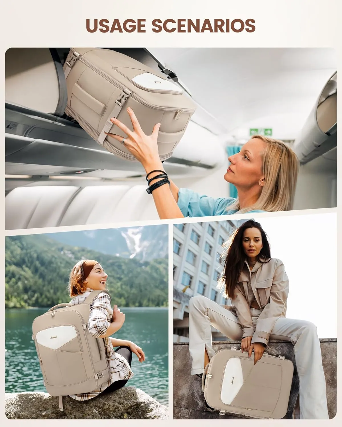 LOVEVOOK 40L Travel Backpack for Women&Men,Personal Item Travel Bag with 3 Packing Cubes,TSA Carry on Backpack for Airplanes Fit 17inch Laptop,Waterproof Travel Essentials Airline Approved Luggage