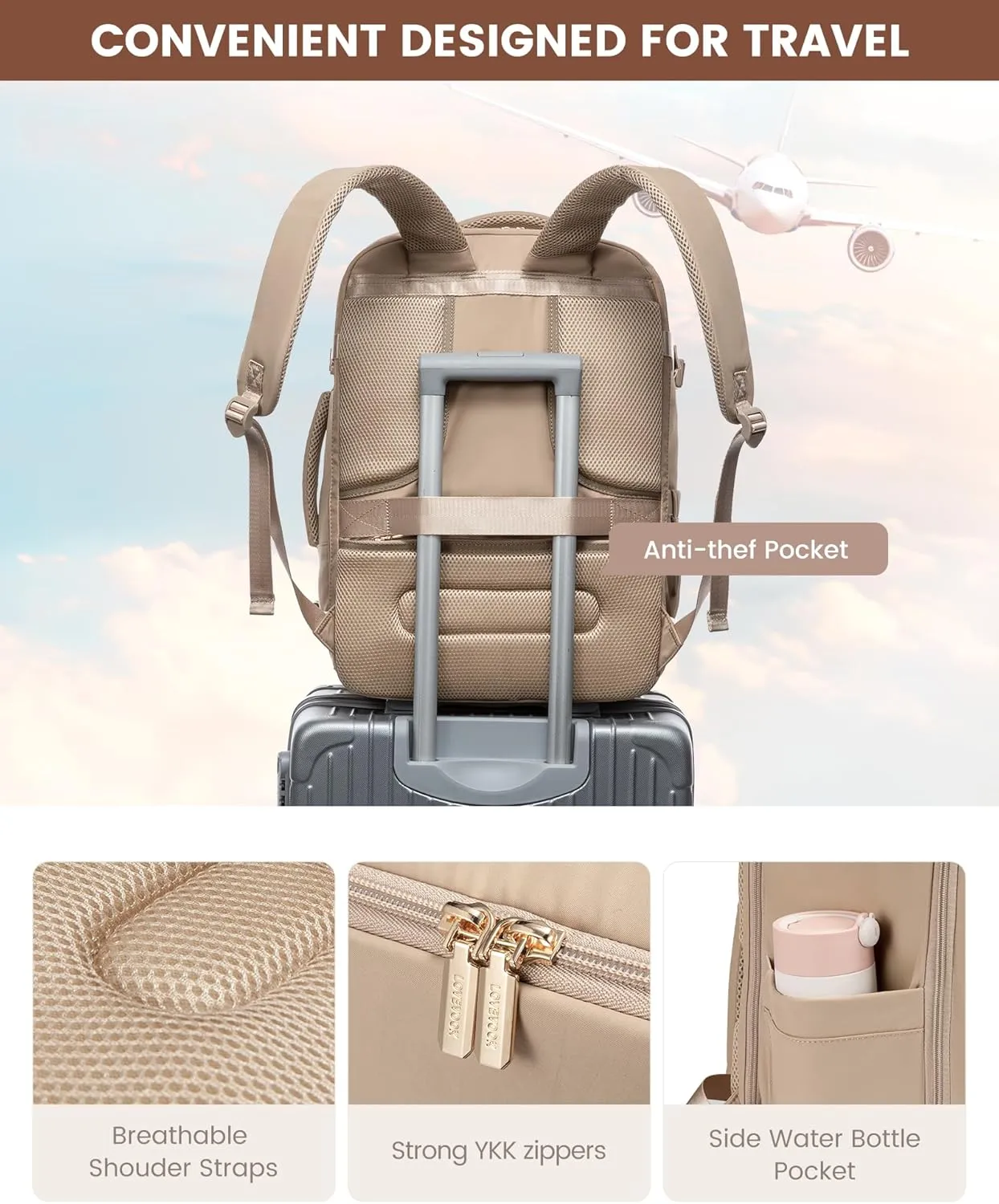LOVEVOOK 40L Travel Backpack for Women&Men,Personal Item Travel Bag with 3 Packing Cubes,TSA Carry on Backpack for Airplanes Fit 17inch Laptop,Waterproof Travel Essentials Airline Approved Luggage