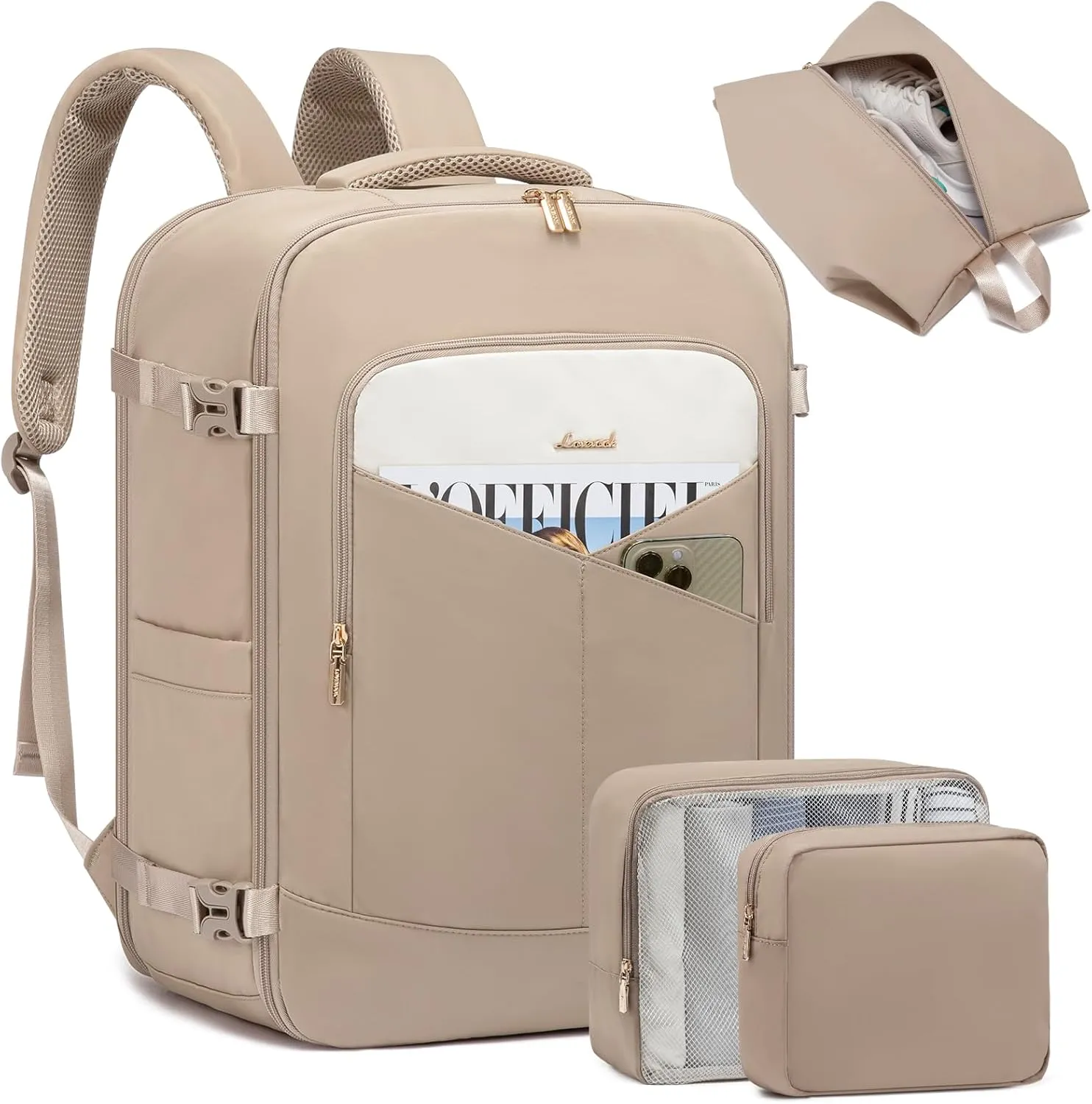 LOVEVOOK 40L Travel Backpack for Women&Men,Personal Item Travel Bag with 3 Packing Cubes,TSA Carry on Backpack for Airplanes Fit 17inch Laptop,Waterproof Travel Essentials Airline Approved Luggage