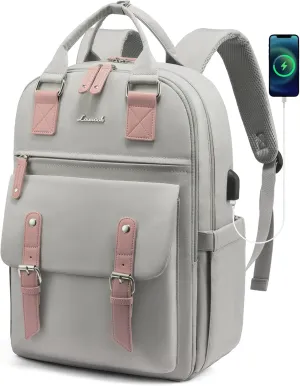 LOVEVOOK Laptop Backpack Women,Cute Backpack Purse for Women with USB Port,College Computer backpack,Slim Vintage Teacher Nurse Bag for Work,Travel,Business,15.6 Inch