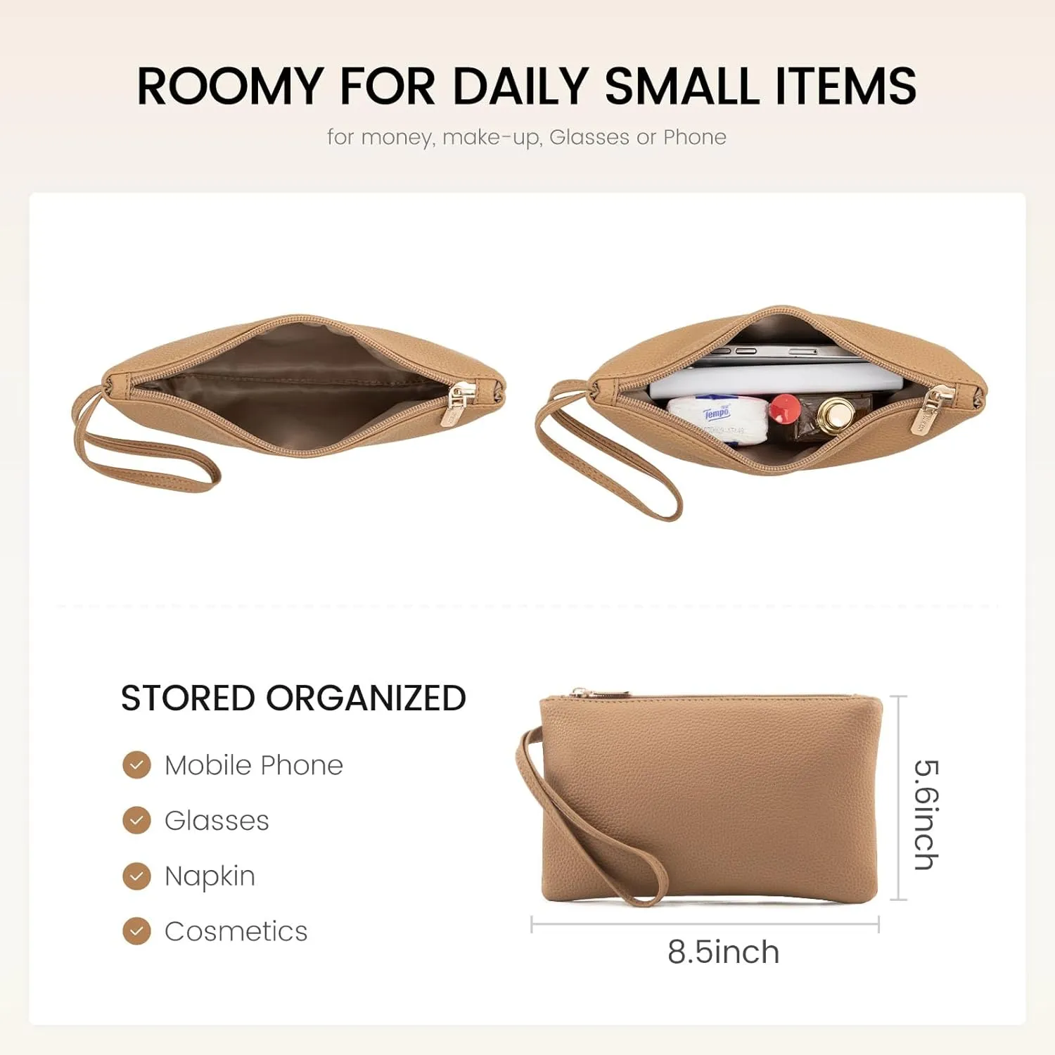 LOVEVOOK Laptop Tote Bag for Women 15.6 Inch Work Bag Leather Laptop Bag with Clutch, Large Capacity Office Purse Computer Briefcase Shoulder Bag for Casual Business Travel, Apricot