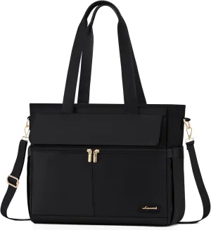 LOVEVOOK Work Bags for Women 15.6 Inch Work Tote Bags with Laptop Compartment Large Capability Laptop Purse Professional Teacher Tote Bag Casual Computer Briefcase for Office Travel Nurse, Black