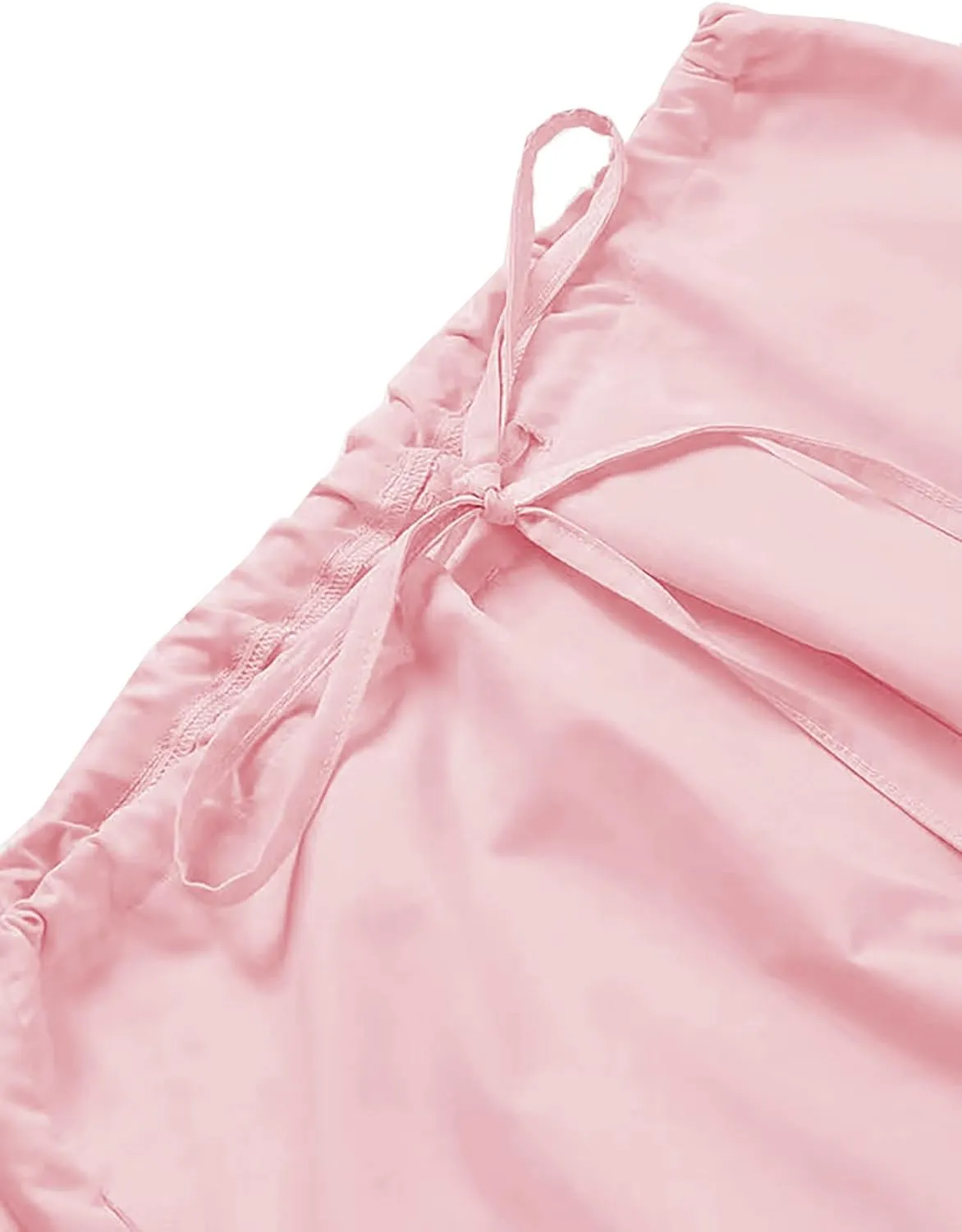 LQI Parachute Pants for Women Y2K Baggy Cargo Pants Drawstring Trousers Low Rise Loose Jogger Sweatpants