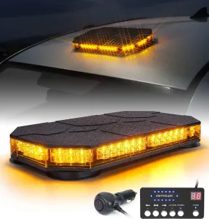LUMENIX LED Rooftop Strobe Beacon Lights Bar w/Controller Magnetic Emergency Traffic Warning Safety Caution Flashing Light for Construction Vehicles Snow Plow Tow Trucks Postal - Amber (Patent Design)
