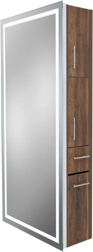 Lumina LED Salon Mirror & Storage Server, Extra-Large Full-Length Mirror, Built-in Dimmable LED Light, Easy & Accessible On/Off Button, in Latte, PIB-9110-SER-LAT