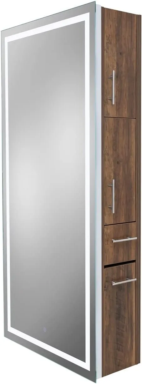 Lumina LED Salon Mirror & Storage Server, Extra-Large Full-Length Mirror, Built-in Dimmable LED Light, Easy & Accessible On/Off Button, in Latte, PIB-9110-SER-LAT