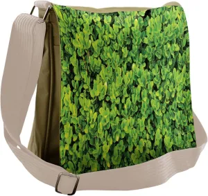 Lunarable Boxwood Hedge Messenger Bag, Closeup Garden Bush, Unisex Cross-body