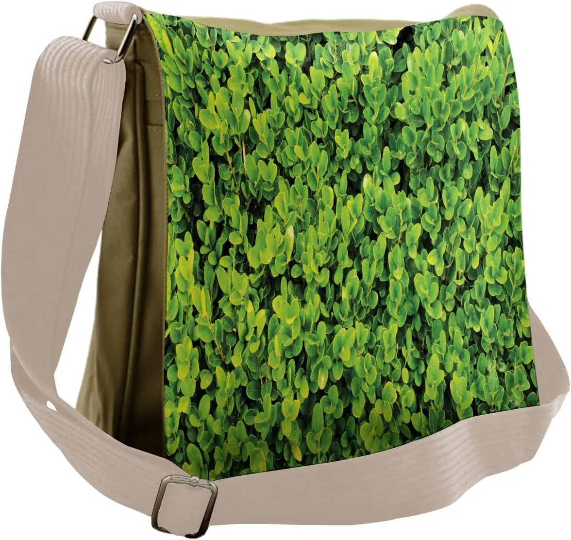 Lunarable Boxwood Hedge Messenger Bag, Closeup Garden Bush, Unisex Cross-body