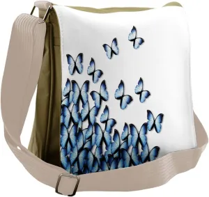Lunarable Butterflies Messenger Bag, Tropic Vibrant Color, Unisex Cross-body