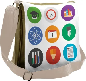 Lunarable Colorful Messenger Bag, Knowledge Education Pen, Unisex Cross-body