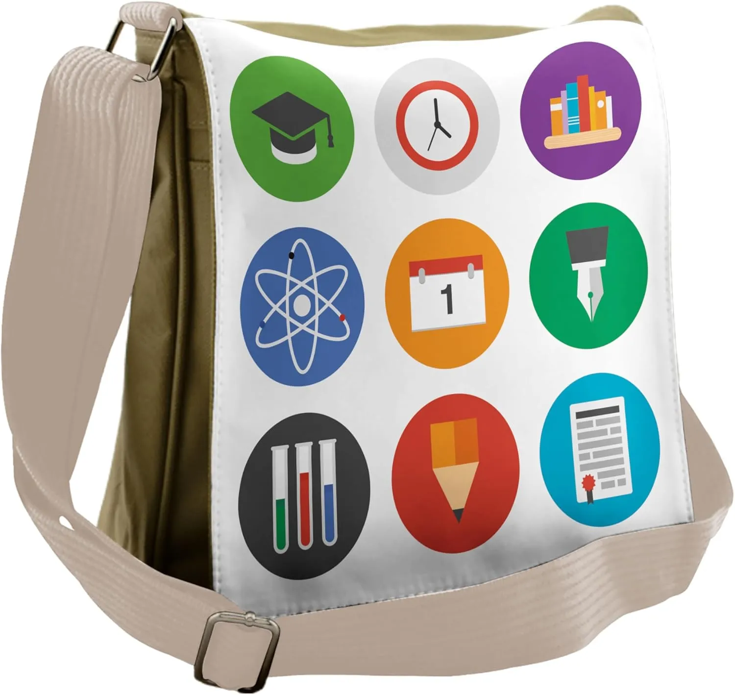 Lunarable Colorful Messenger Bag, Knowledge Education Pen, Unisex Cross-body