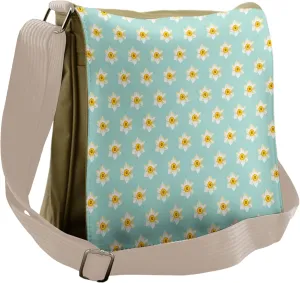Lunarable Daffodil Messenger Bag, Romantic Botany Pastel, Unisex Cross-body