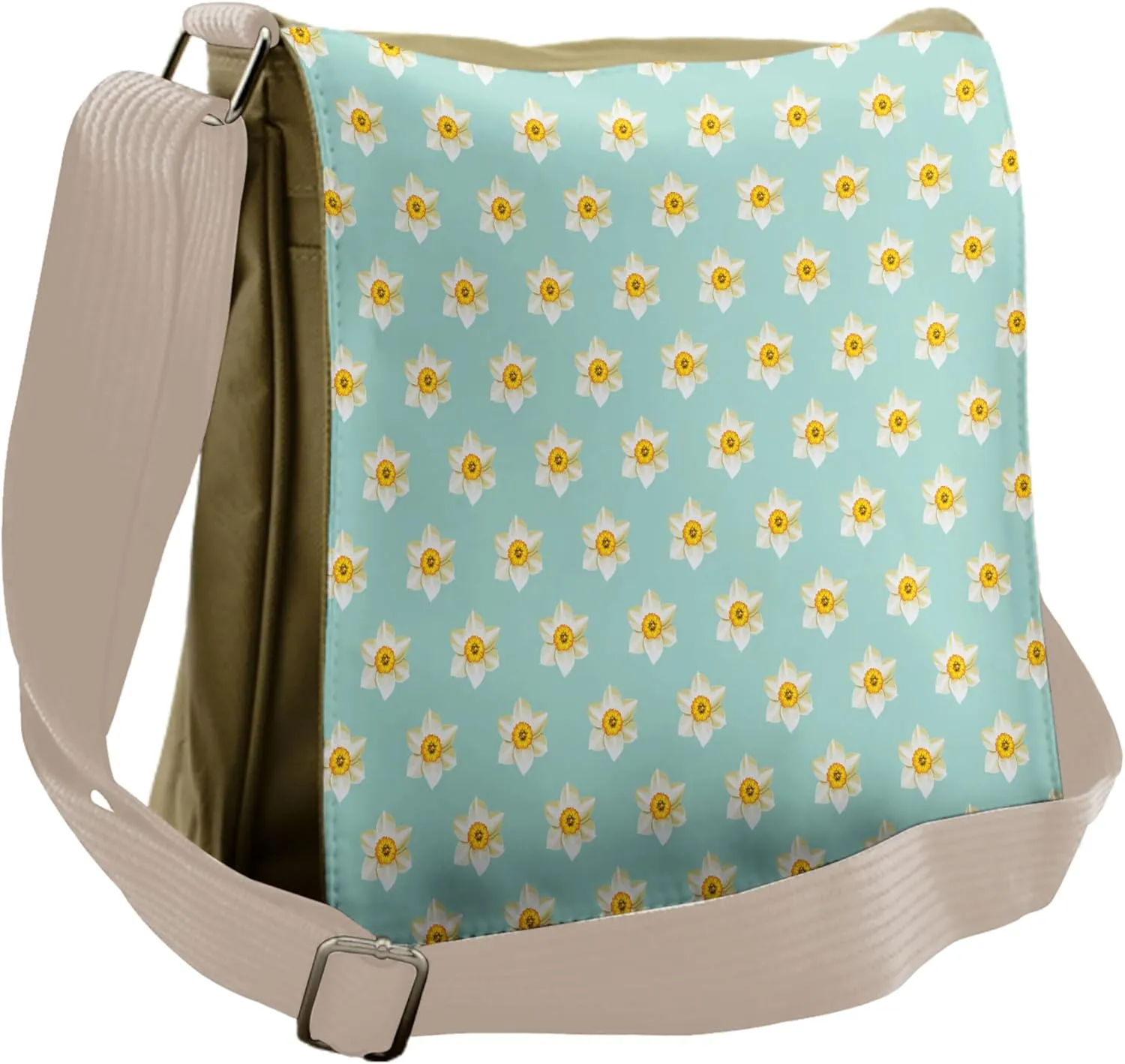 Lunarable Daffodil Messenger Bag, Romantic Botany Pastel, Unisex Cross-body