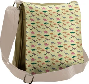 Lunarable Dinosaur Party Messenger Bag, Prehistoric Creatures, Unisex Cross-body