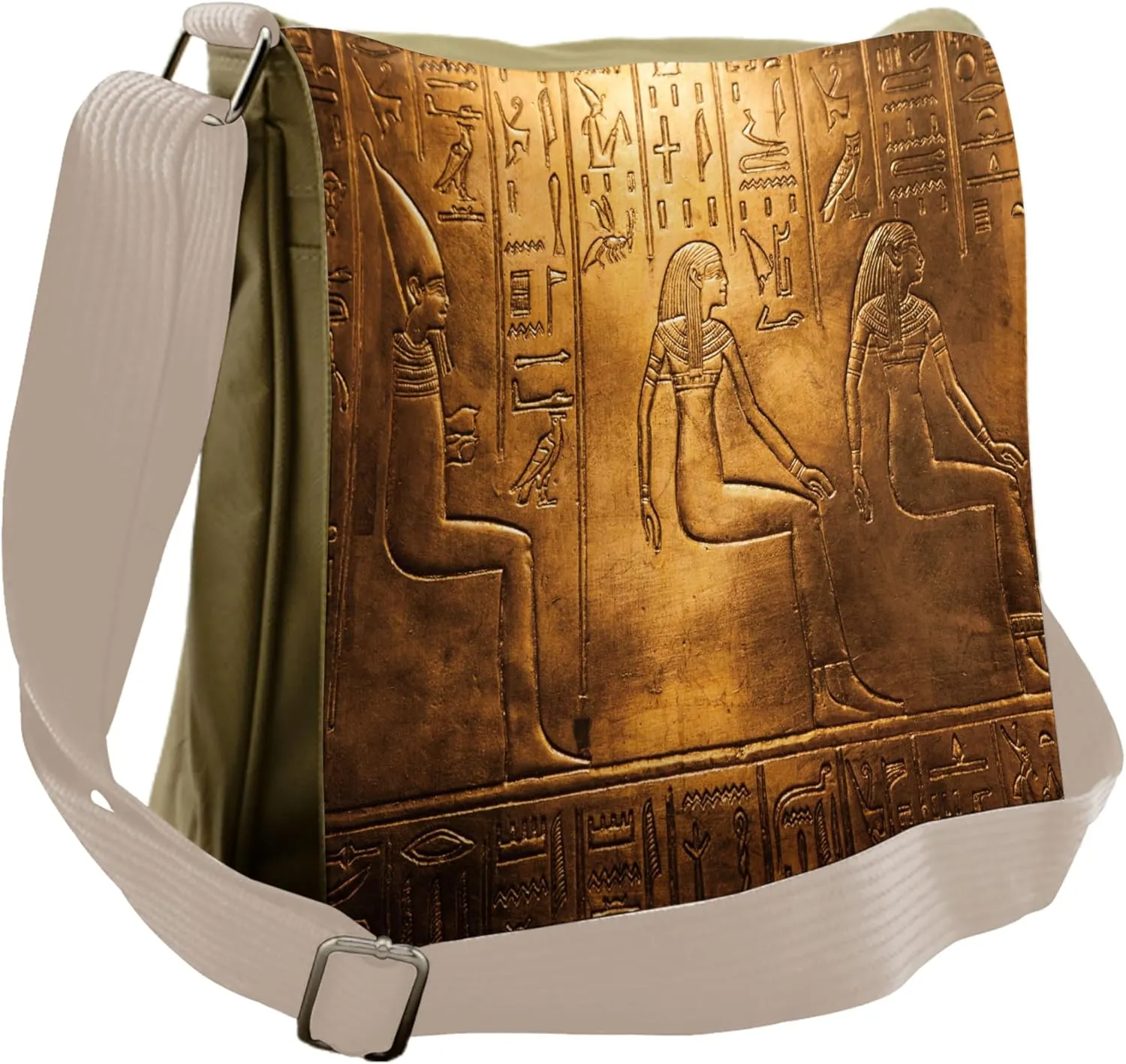 Lunarable Egyptian Messenger Bag, Hieroglyphics Old Texts, Unisex Cross-body