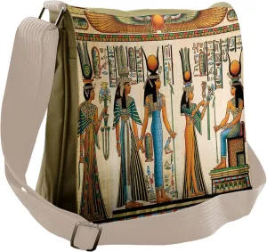 Lunarable Egyptian Messenger Bag, Papyrus Nefertari and Isis, Unisex Cross-body