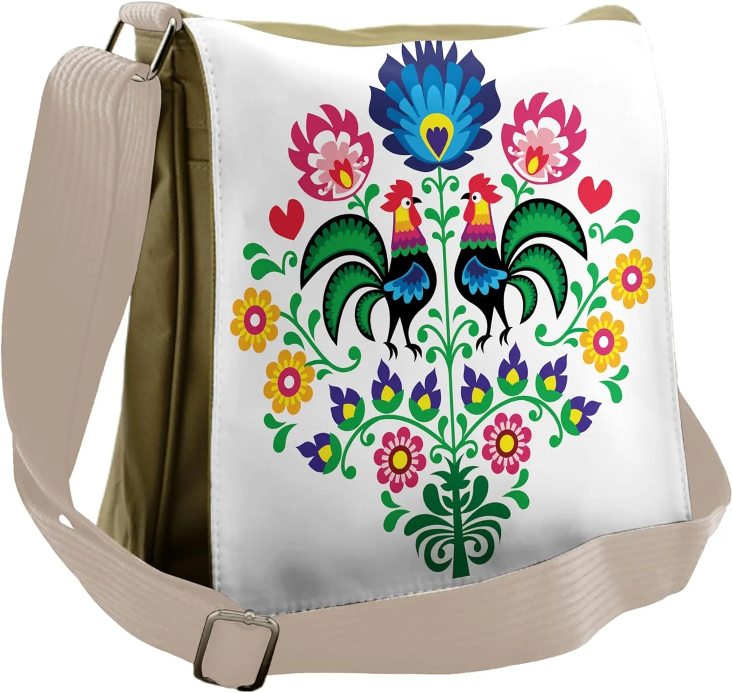 Lunarable Gallus Messenger Bag, Garden Illustration Farmland, Unisex Cross-body