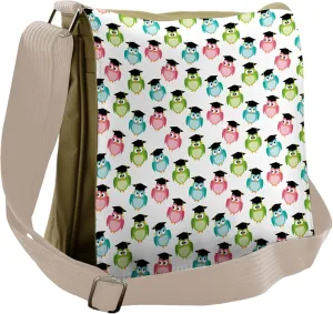 Lunarable Graduation Messenger Bag, Graduation Caps Wisdom, Unisex Cross-body