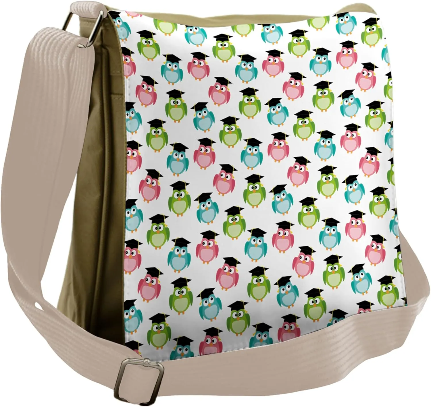Lunarable Graduation Messenger Bag, Graduation Caps Wisdom, Unisex Cross-body