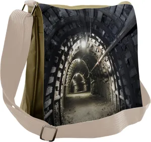 Lunarable Horror House Messenger Bag, Underground Tunnel, Unisex Cross-body