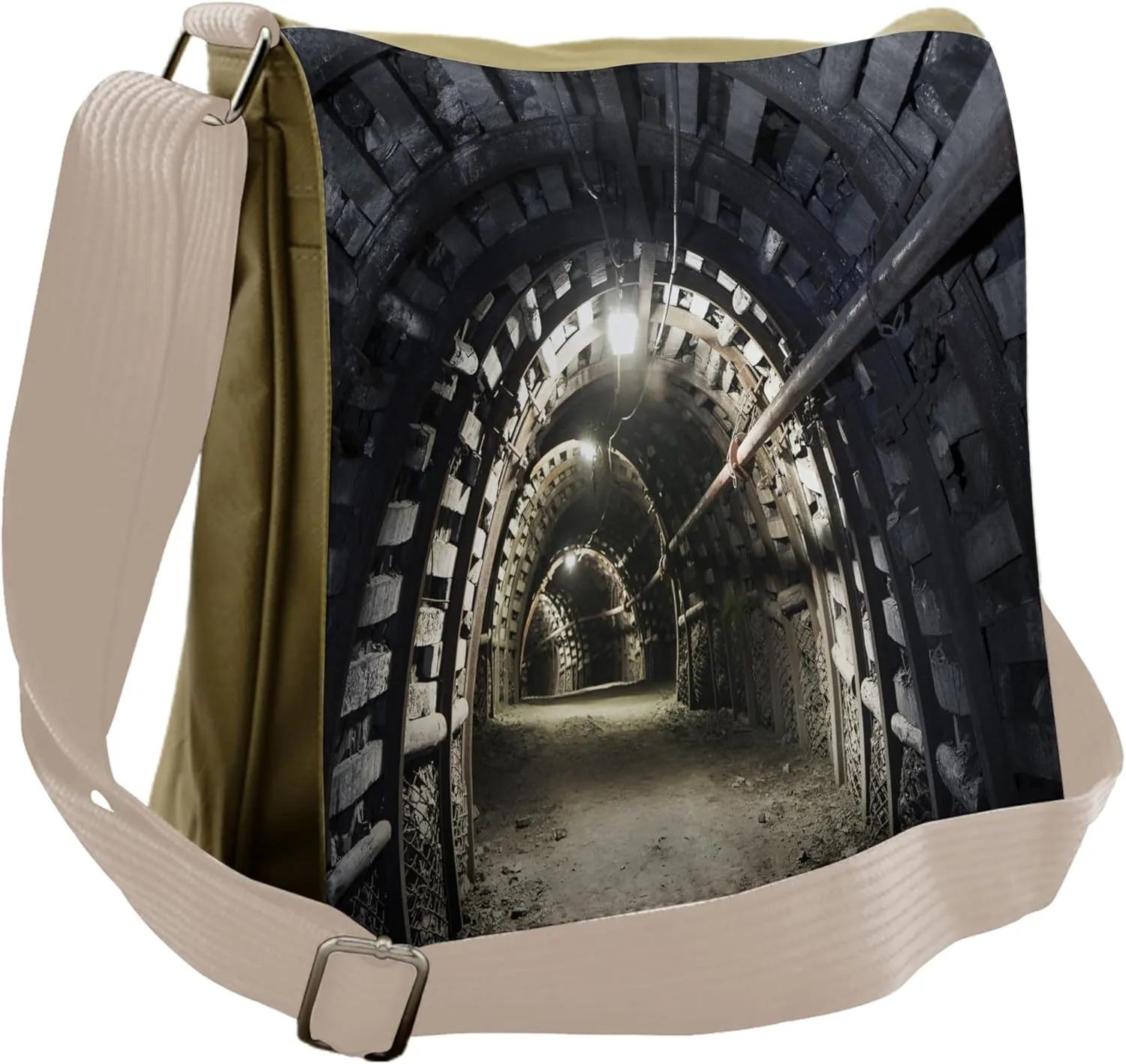 Lunarable Horror House Messenger Bag, Underground Tunnel, Unisex Cross-body