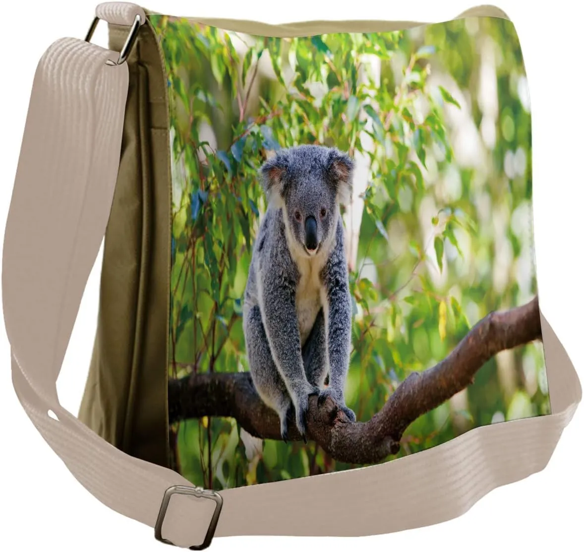 Lunarable Koala Messenger Bag, Animal in Its Natural Habitat, Unisex Cross-body