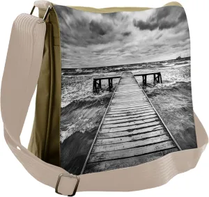 Lunarable Landscape Messenger Bag, Seastorm Dramatic Sky, Unisex Cross-body