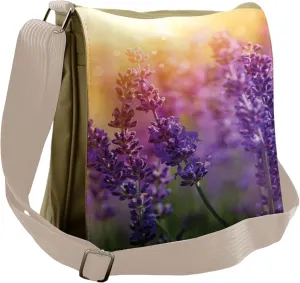 Lunarable Lavender Messenger Bag, Scenic Gardening Plants, Unisex Cross-body