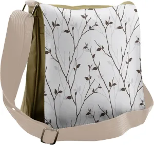 Lunarable Leaf Messenger Bag, Fall Trees Twigs Silhouette, Unisex Cross-body