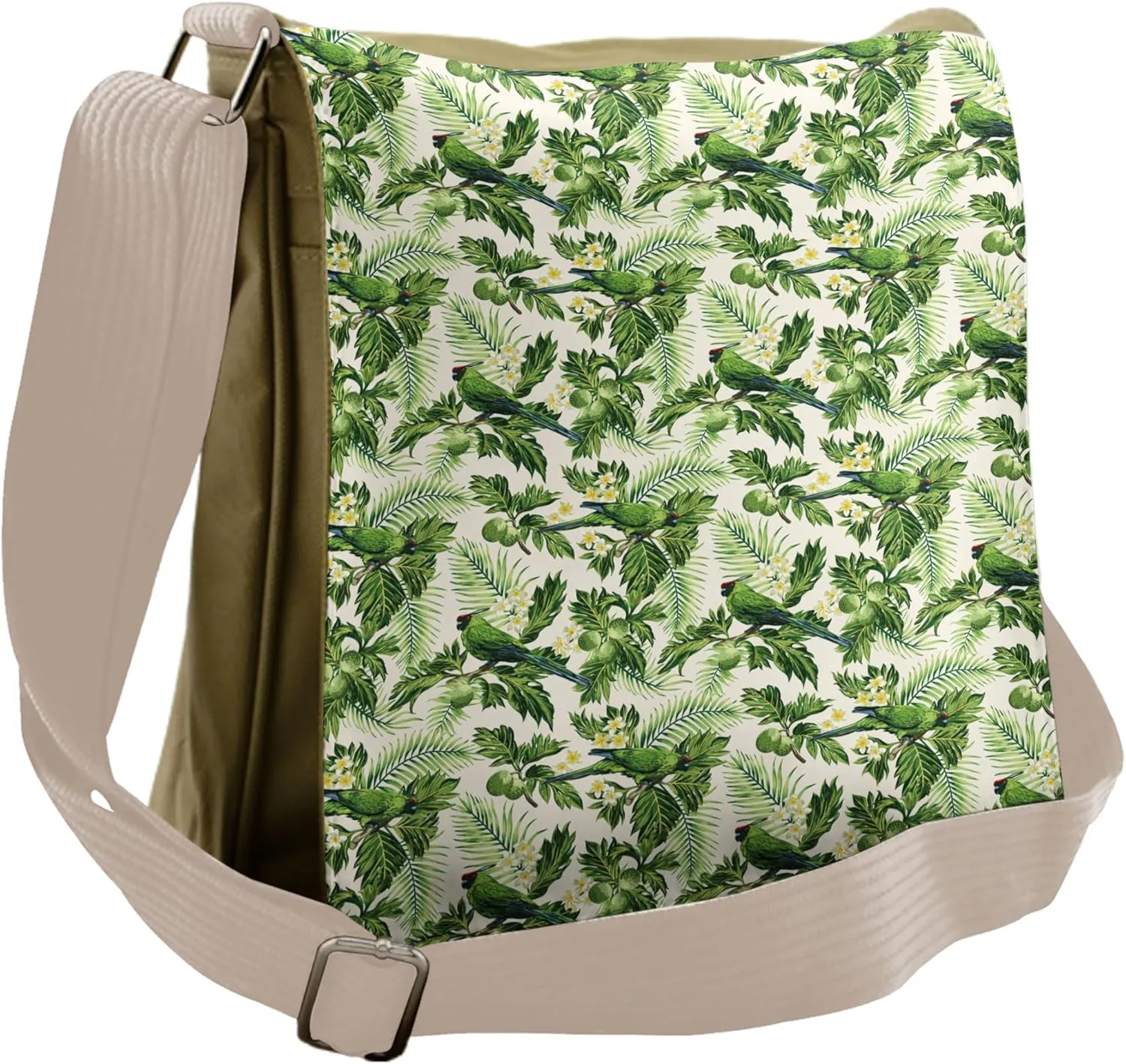 Lunarable Messenger Bag, Palm Leaves Breadfruits, Unisex Cross-body