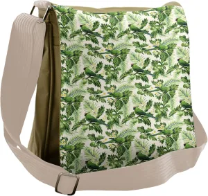 Lunarable Messenger Bag, Palm Leaves Breadfruits, Unisex Cross-body