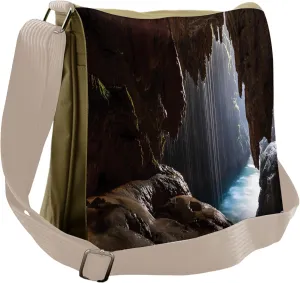 Lunarable Natural Cave Messenger Bag, Coastline with Horizon, Unisex Cross-body
