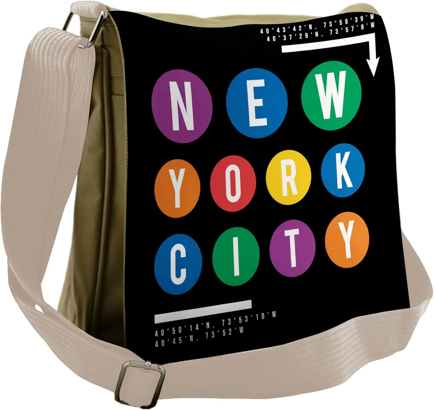 Lunarable NYC Subway Messenger Bag, New York City Lettering, Unisex Cross-body