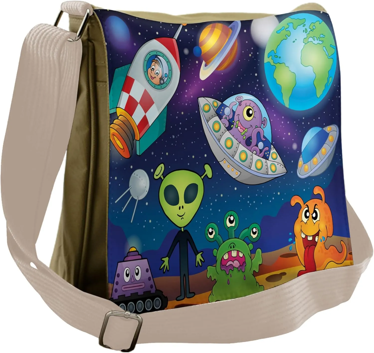 Lunarable Outer Space Messenger Bag, Interstellar Terrain, Unisex Cross-body