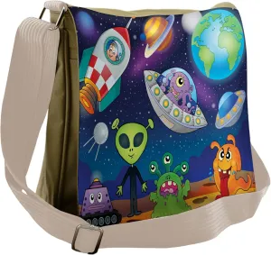 Lunarable Outer Space Messenger Bag, Interstellar Terrain, Unisex Cross-body