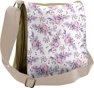 Lunarable Purple Messenger Bag, Rowan Berries Twigs, Unisex Cross-body