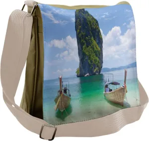 Lunarable Thai Messenger Bag, Coastal Scenery Cliffs View, Unisex Cross-body