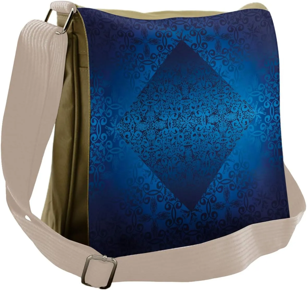 Lunarable Victorian Messenger Bag, Ombre Curvy Floral Thorns, Unisex Cross-body